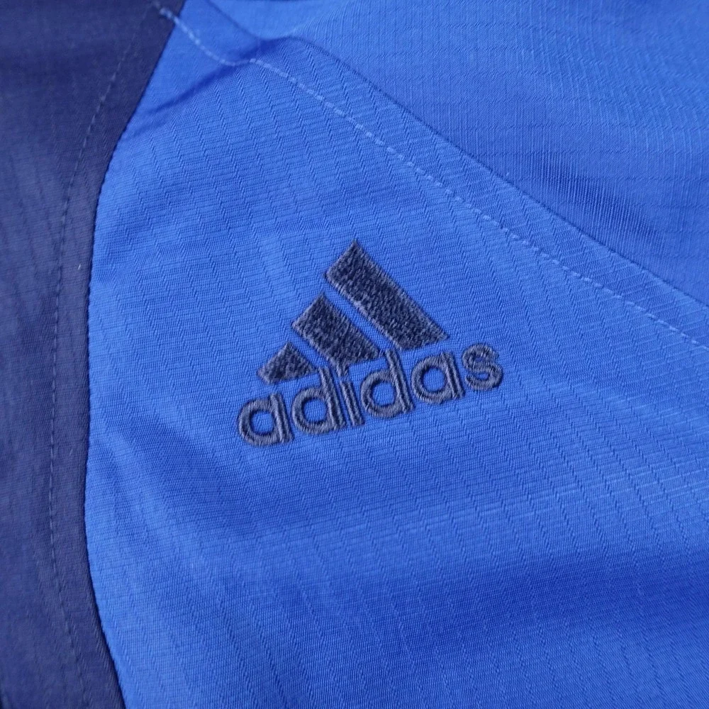 VTG Adidas Jacket Mens L Blue Hooded Insulated Full Zip Windbreaker Coat Y2K 00s